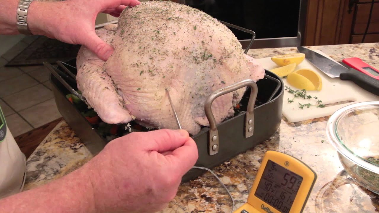 Smoked Turkey Temp Probe Placement - Where To Place Thermometer In Turkey Video