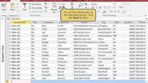 Access Chapter 1 Creating a New Record in a Table and Entering Data 7