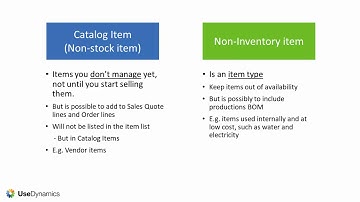 What are Catalog Items Non stock Items - Microsoft Dynamics 365 Business Central