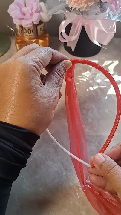 Red and White Headdress Made from Plastic Bags #shortvideo #shorts #shortsfeed #short #shortsviral