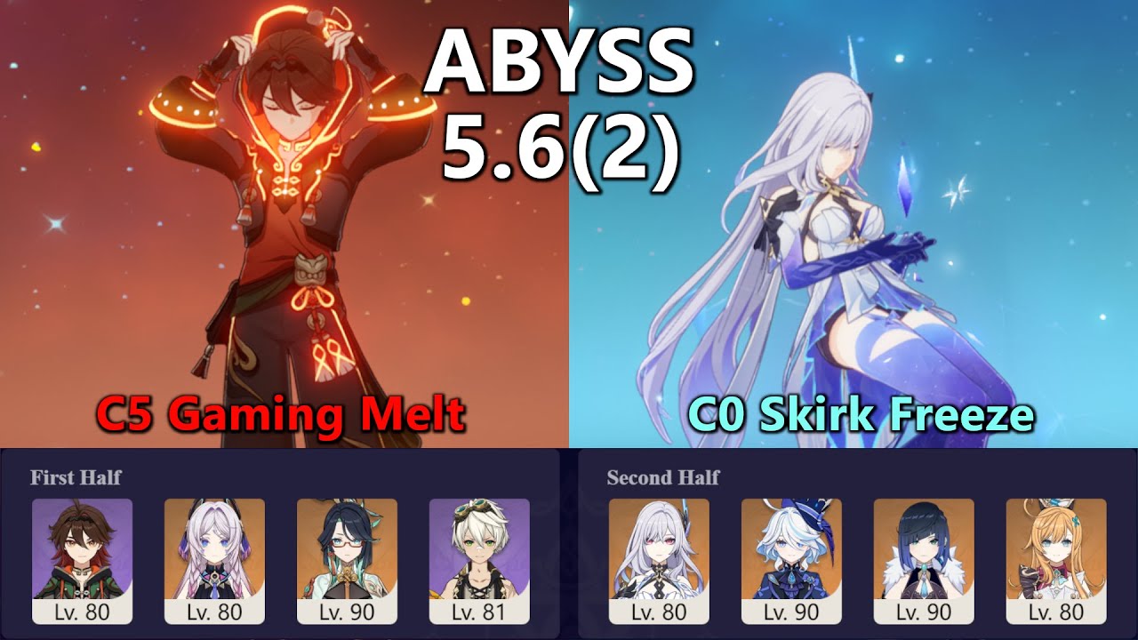 5.6(2) Spiral Abyss Clear || Gaming Melt / Skirk Freeze || no voiceover no edit