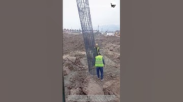 The process of placing rebar on the concrete foundation