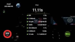 BMW M5 G90 2025 stock 0-200 kmh acceleration with dragy #bmw #bmwm5 