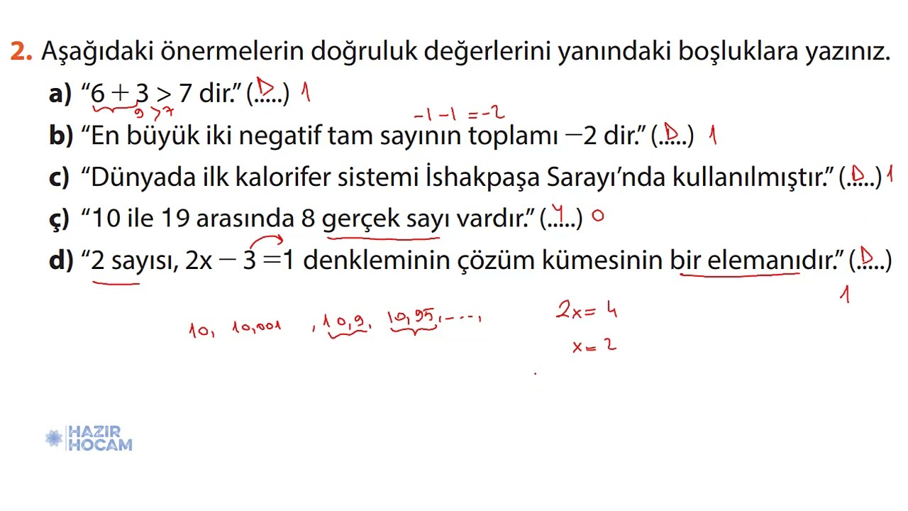 9.Sınıf Meb yayınları Matematik ders kitabı mantık konusu sayfa 18 ...