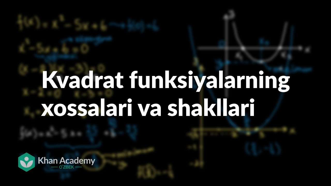 Kvadrat funksiyalarning xossalari va shakllari | Kvadrat tenglamalar | Algebra 1