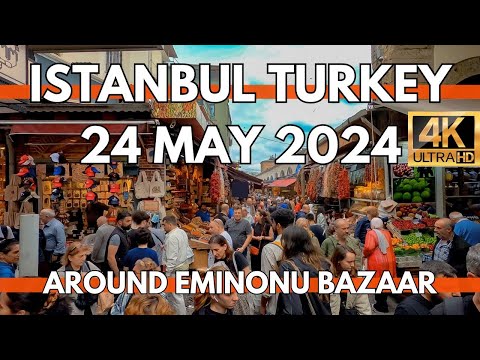 ISTANBUL TURKEY CITY CENTER 4K WALKING TOUR EMINONU BAZAAR,SIRKECI MARKETS,RESTAURANTS,STREET FOODS