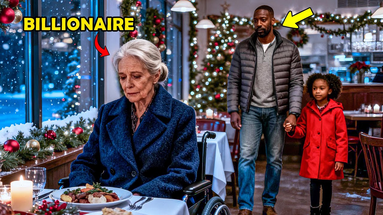 Sad Elderly Billionaire Sits Alone on Christmas Eve, Until a Single Father and His Daughter Walk In…