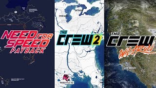 The Crew vs The Crew 2 vs NFS payback | Map Comparison