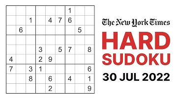 How to solve New York Times Sudoku Hard - 30 July 2022