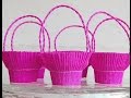 Easy basket for sweets (crepe paper and recycle plastic glass). Great ideas for Christmas treats