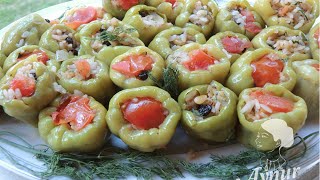 Gefüllte Paprikaschoten mit Olivenöl/Vegan/Vegetarisch/Zeytinyagli biber dokmasi/meinerezepte