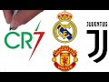 Drawing Cristiano Ronaldo CR7 Logo & all of his Team Logos -Real Madrid, Juventus, Manchester United