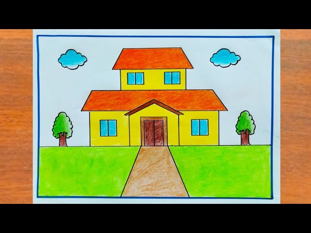 House Scenery Drawing / How to draw a House Easy / House scenery Drawing  easy - YouTube