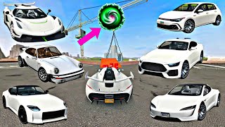 ALL White Super Sport Cars Stunts Through Building Ramp Challenge // Extreme Car Driving Simulator screenshot 4
