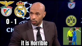 Thierry Henry Reacts In Shock Vinícius Júnior Incident Benfica 0-1 Real Madrid