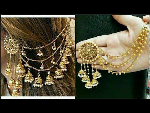 White Golden Tikka & Earrings with Hair Chain – Noor Zaara
