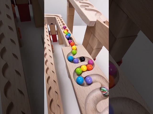 marble Run Race ASMR #270 Wooden Wave Course Colorful Marbles   #marblerun #marblerunrace #asmr