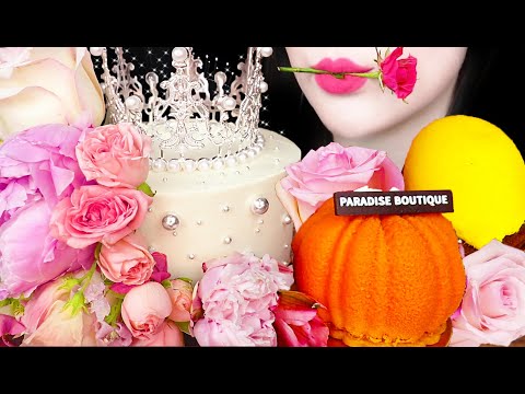 ASMR BIRTHDAY CAKE 🌹 꽃 케이크 ROSE, FLOWER, MOUSSE CAKE 먹방  MUKBANG