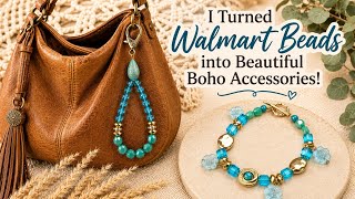 I Turned Walmart Beads into Beautiful Boho Accessories! ✨ DIY Purse Charm & Bracelet Tutorial! 👜