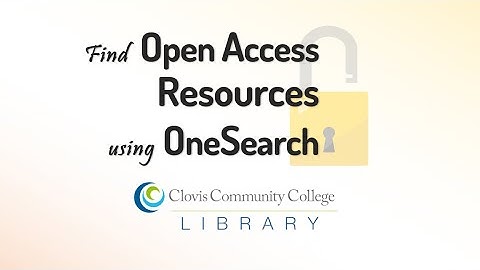 Search for Open Access Resources with OneSearch