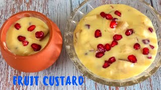 Fruit Custard Recipe - How To Make Fruit Custard At Home | Dessert Recipe - Poojas Kitchen