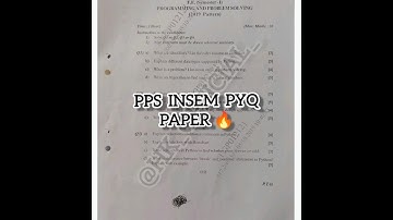 PPS Insem PYQ Paper (SPPU) 🔥 | Engineering Syllabus PPS | #pps #sppu #engineering #insem