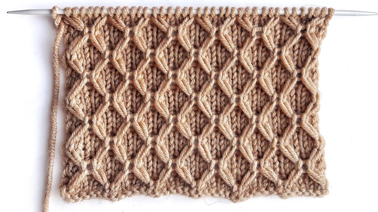 Симпатичная сетка-соты на лицевой глади для вязания шапок, свитеров, носков