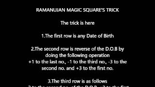 SRINIVASA RAMANUJAN MAGIC SQUARE S TRICK REVEALED
