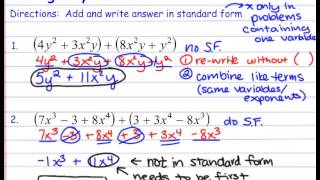 Alg 1, Section 6-2:  Adding and Subtracting Polynomials