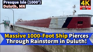 ⚓Massive 1000Foot Ship Pierces Through Rainstorm in Duluth!