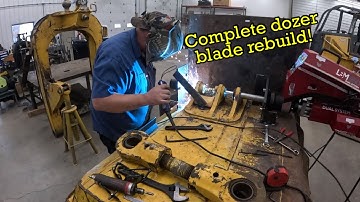 Rebuilding a 6 way dozer blade | line boring, welding and replacing the pivot ball and socket part 2