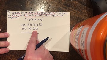 Finding the height of a trapezoid when given the area and bases (6th grade)