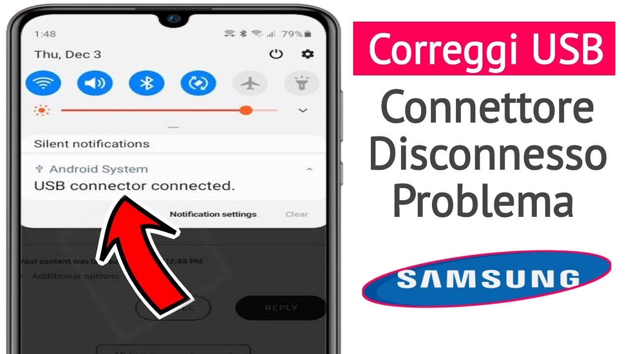 Come risolvere il problema del connettore USB Samsung connesso e