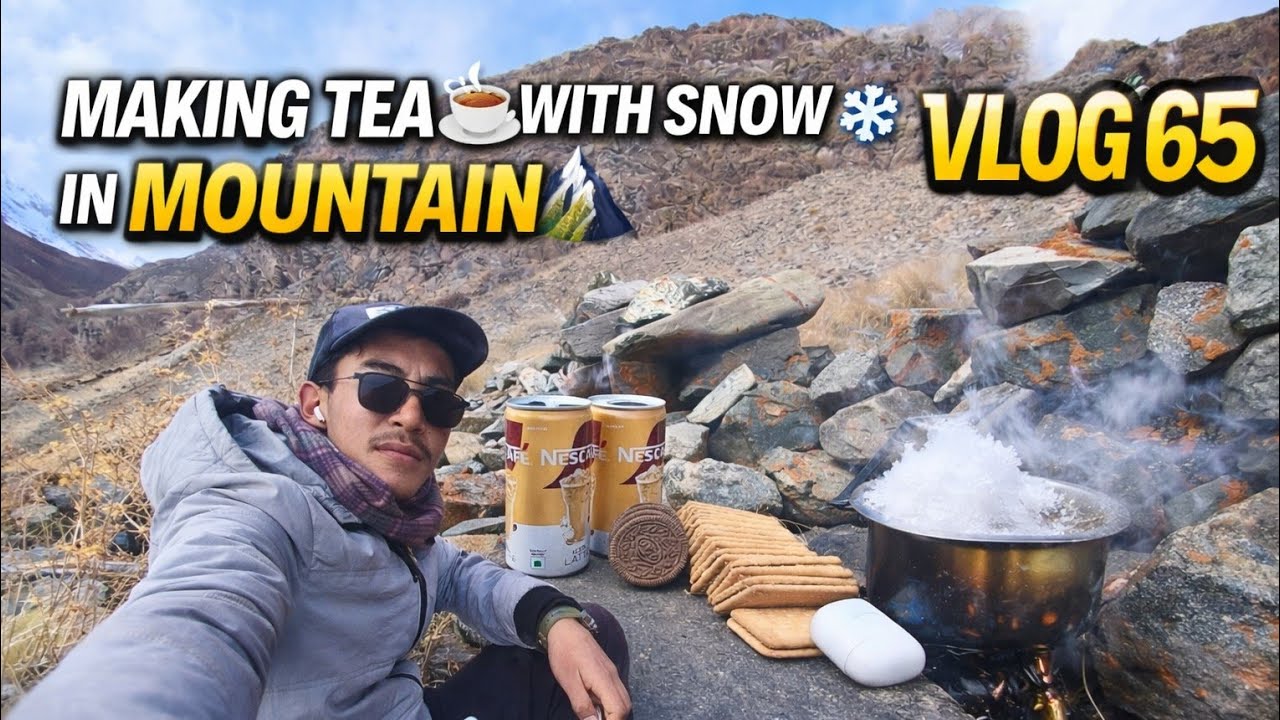 65 vlog 😃 making tea☕ with snow❄ in mountain🗻