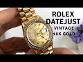Rolex Datejust Vintage 1985 (16018) Full 18K Gold Diamond Bezel Close Up