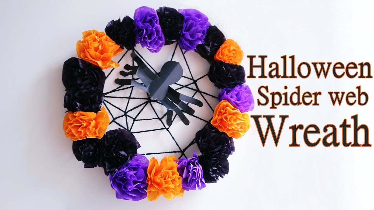 ハロウィン リース 作り方 手作りクモの巣リース Halloween Wreath Diy Spider Web Easy Tutorial Youtube