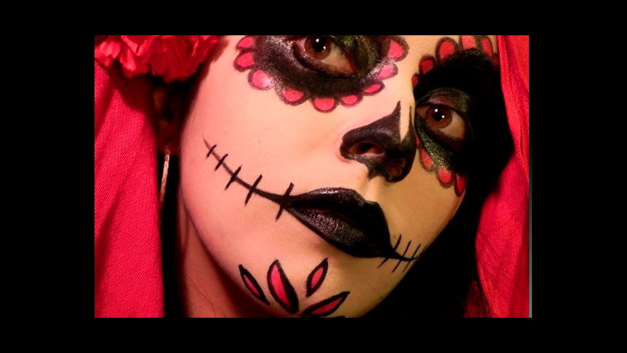 DIA DE LOS MUERTOS (MAQUILLAJE SIMPLE: ROJO, BLANCO Y NEGRO) | Chana Beauty  - YouTube