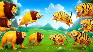Fat Animals Battle: Fat Tiger vs Fat Lion Attack Showdown! Fat Animal Fights Funny Cartoons 2024