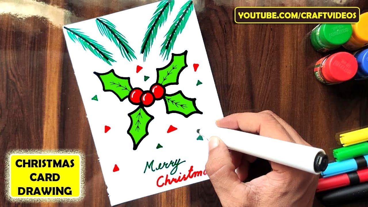 HOW TO DRAW CHRISTMAS CARD 3 BEAUTIFUL AND EASY - Simple Drawing for  Children 