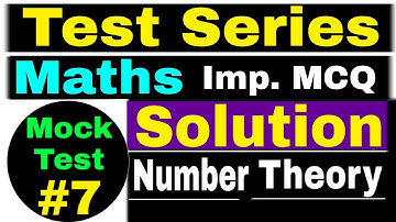 Answers Key And Solution | Imp. MCQ of Number Theory | Test Series Maths |PGT/Master Cadre/DSSSB/NET