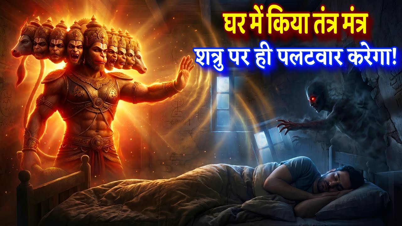 🔥 घर में किया तंत्र मंत्र! शत्रु पर ही पलटवार करेगा 🔥 11 मुखी हनुमान उल्टारी रक्षा मंत्र #hanuman