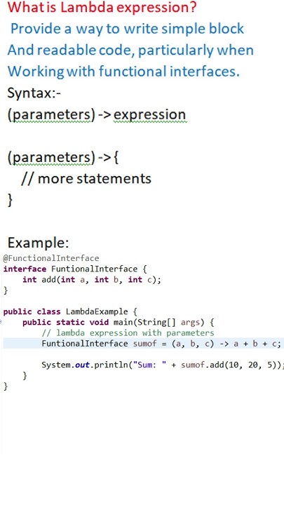 In 10sec- Lambda Expressions in Java8 #java #java21 #java8 #java8stream ...