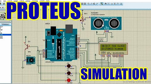 how to simulate ultrasonic sensor, LCD on proteus professional by measuring distance of an object