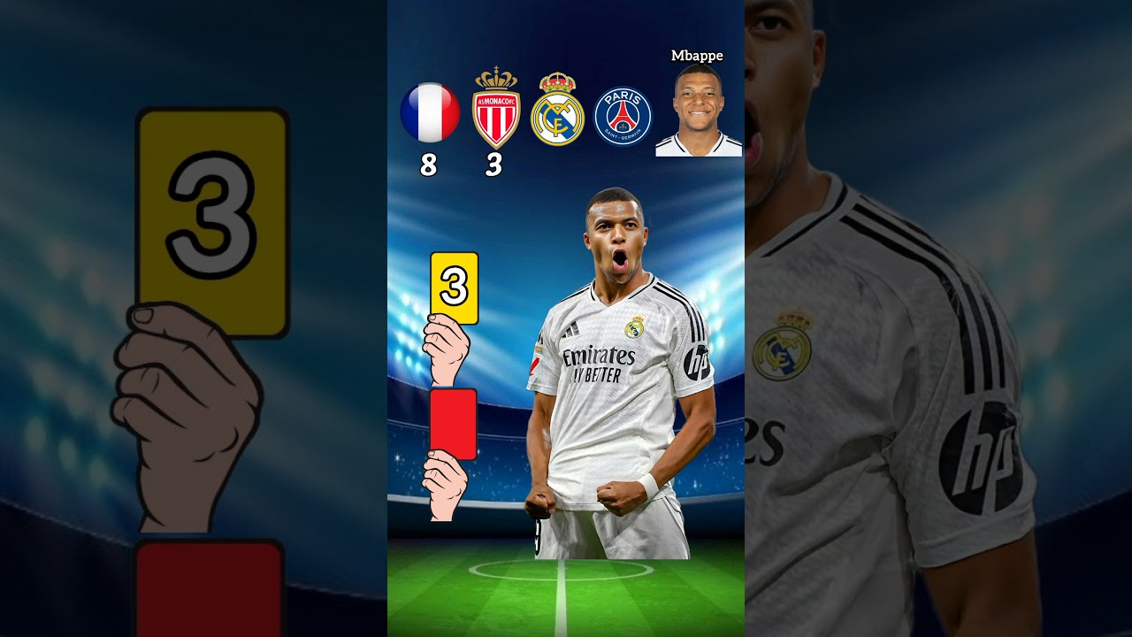How many yellow cards does Kylian Mbappe have? 😲🤔💯🔥🔥 