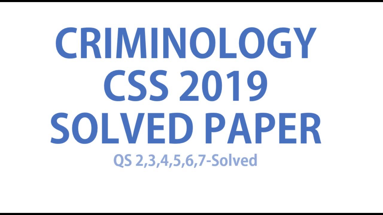 criminology paper 2019 css