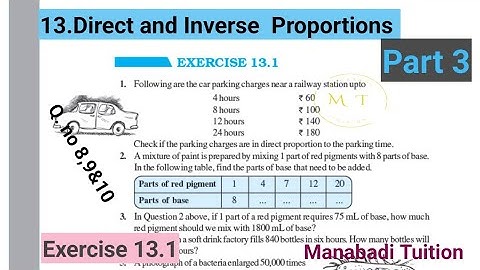 class 8 maths| Chapter 13|💁‍♀️Direct and Inverse proportions| 🙋‍♀️Exercise 13.1 Q no 8,9&10| part 3