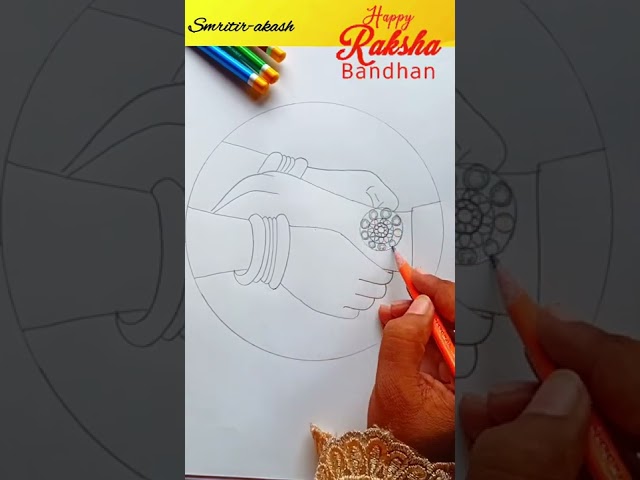 Easy way to draw tying rakshabandhan in hand | Pencil sketch for beginners step by step #shorts class=