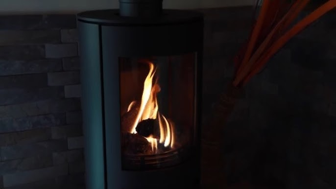 Stufa a gas da interno effetto camino con fiamma QLIMA GH8034 nero