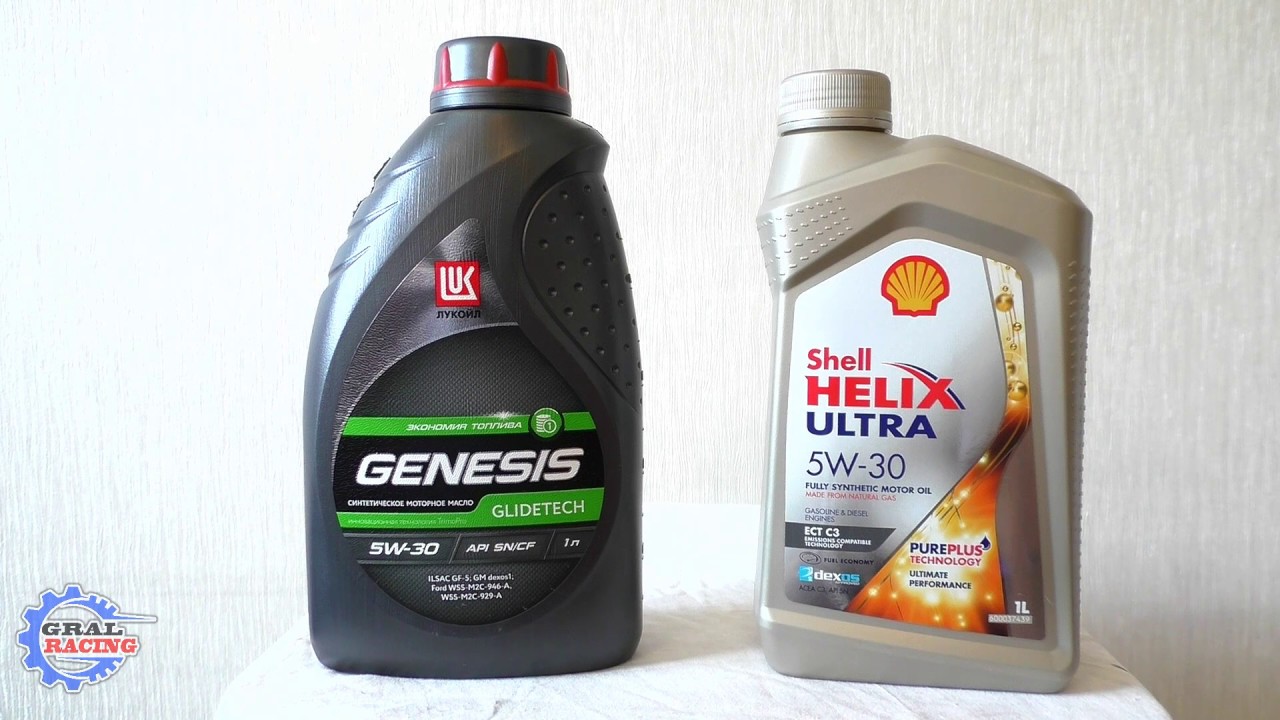 Лукойл Genesis GLIDETECH 5W30 против Shell Helix ULTRA 5W30