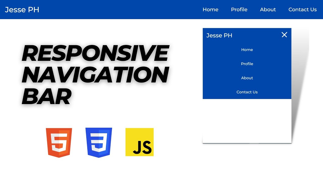Responsive Navigation Bar using HTML CSS & JS - YouTube